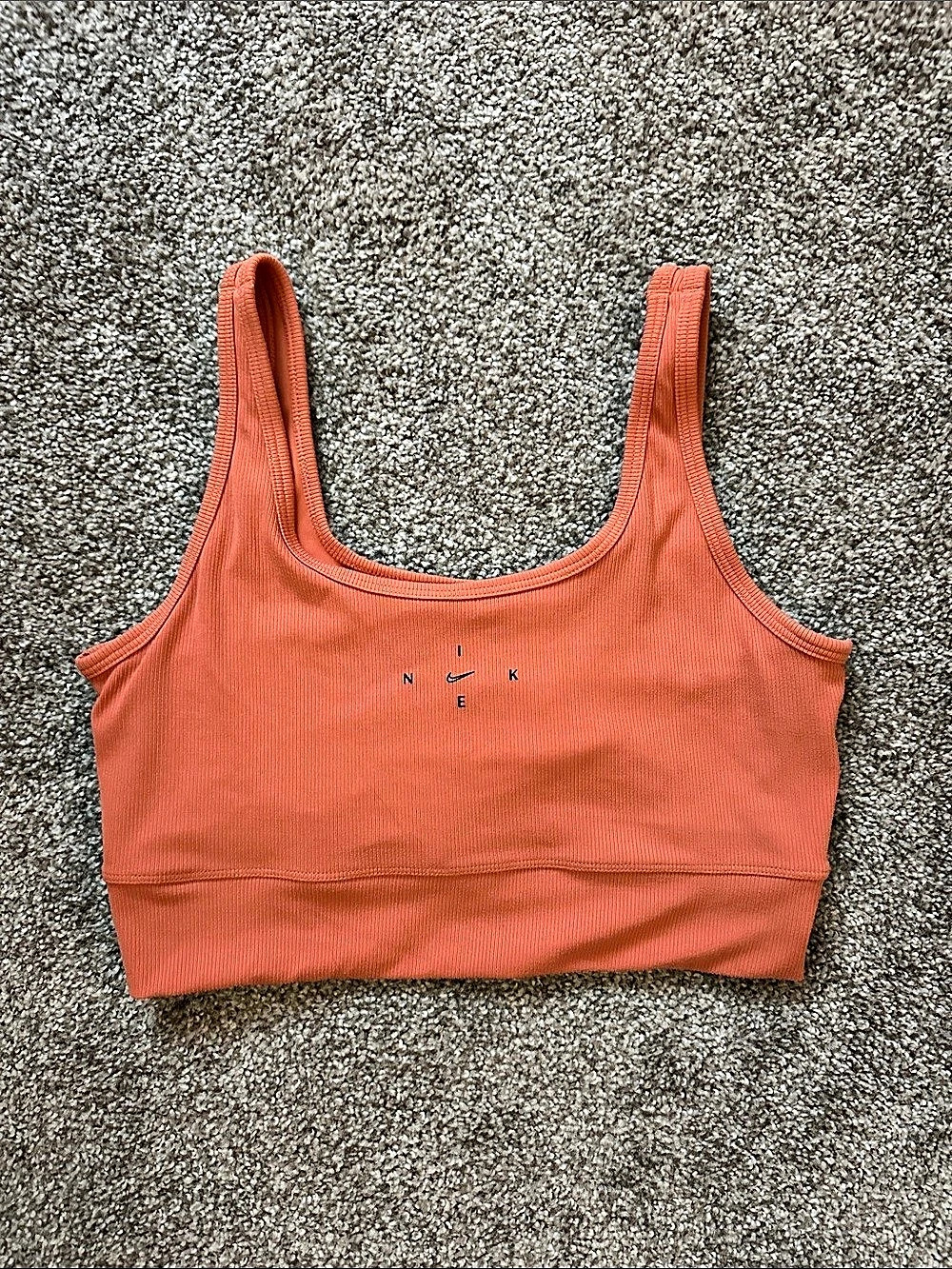 Nike Zenvy Rib Light-Support Longline Sports Bra Orange Medium
